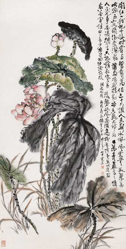 赵云壑 闹红一舸 立轴